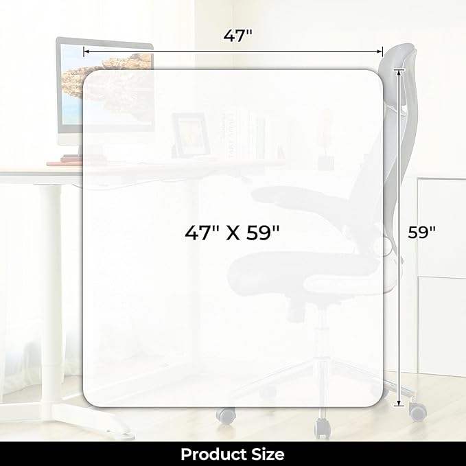 Chair Mat for Hard Wood Floors - Heavy Duty Floor Protector - Easy Clean (47''×59'')
