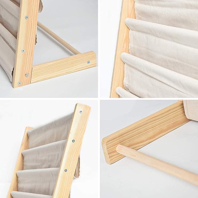 HDView Kids Bookshelf 7 Tier Wooden Book Organizer Toddler Book Sling Rack with Deep Sleeves for Boys Playroom Nursery Bedroom, Space Saver, Up to 200 Kids Books