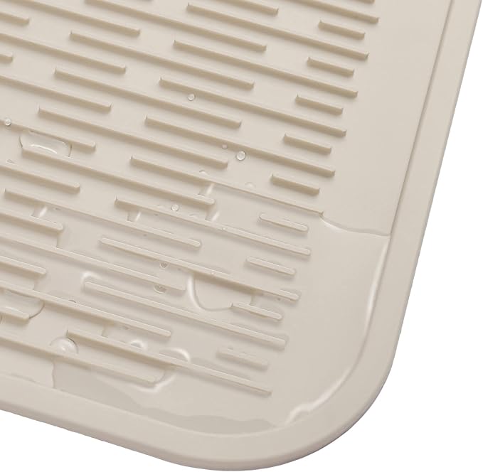 MicoYang Silicone Dish Drying Mat for Multiple Usage,Easy clean,Eco-friendly,Heat-resistant Silicone Mat for Kitchen Counter or Sink,Refrigerator or Drawer Liner Tapioca XL 18 inches x 16 inches