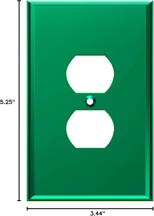 LIDER Reflective Acrylic Duplex Wall Plate, Mirrored Light Switch Plate, Plexiglass Outlet Cover, Acrylic Glass, Oversized 1-Gang 5.25" x 3.44", LWP-21O-AGR, Green