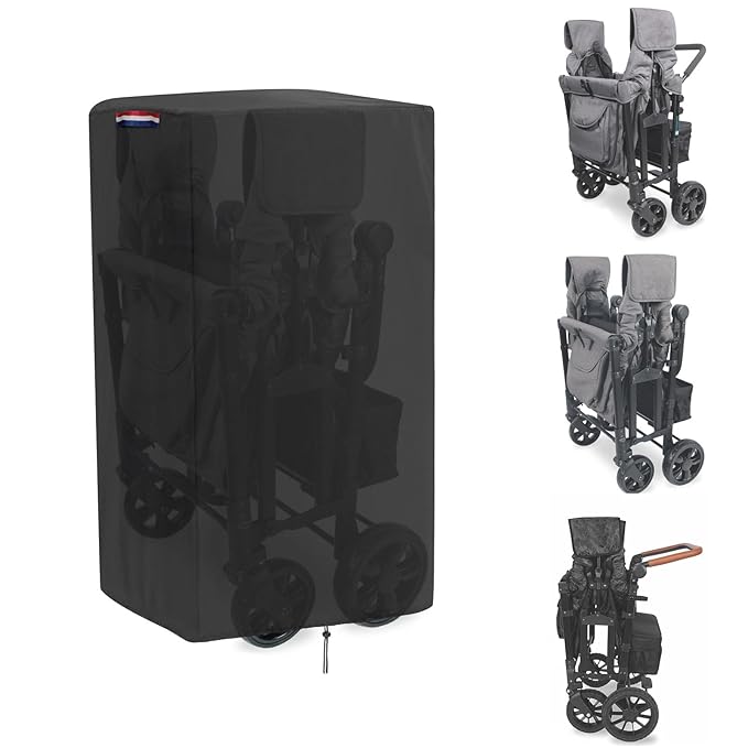 Fizentia Wagon Cover for Wonderfold Wagon W4 Original(Cover Only),Waterproof 420D Wagon Stroller Cover for Wonderfold W4 Luxe,Wagon W4 Original with Handle Adjustable Drawstring(29"L x 20"W x 43"H)