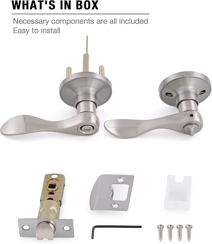 Privacy Door Locks Bedroom/Bathroom Door Levers Handles for Left and Right Opened Door in Satin Nickel