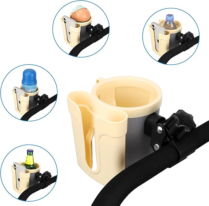 Accmor Stroller Cup Holder with Phone Keys Holder, 3-in-1 Universal Cup Holder, Drinks Bottle Holder for Stroller, Bike, Wheelchair, Walker, Scooter