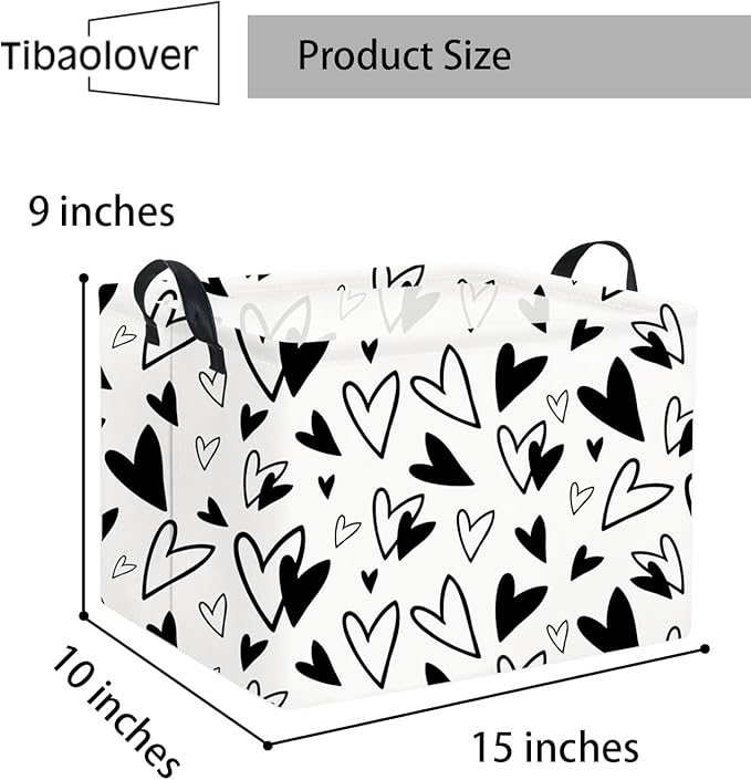 TIBAOLOVER Rectangular Kids Storage Bin Gift Basket Baby Organizer Shelf Book Basket Room Decor (Love Heart)