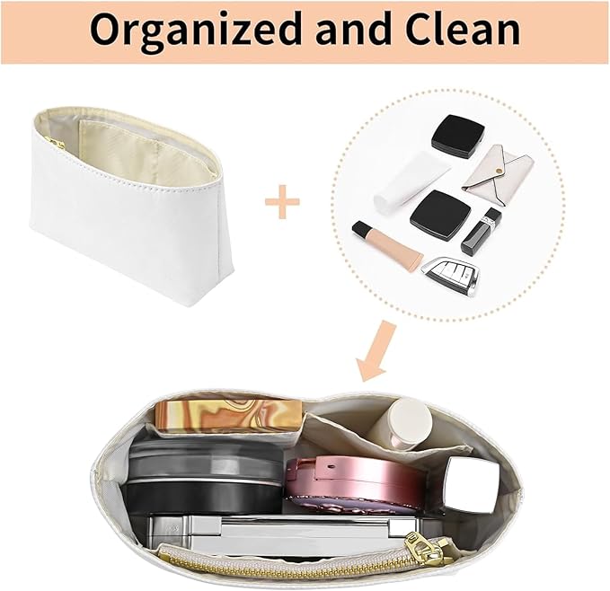LOUKAYCCI Upgraded Dupont Paper Mini Organizer Insert for Longchamp XS Bag wihte Zipper Purse Insert(Dupont Paper,Withe)