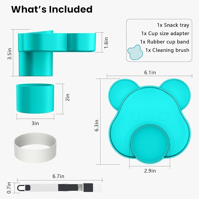 Car Seat Tray - Convert Cup Holder to a Tray for Snacks, Toys, 360 Rotatable for Kids Travel, Anywhere with Cup Holder (Teal)