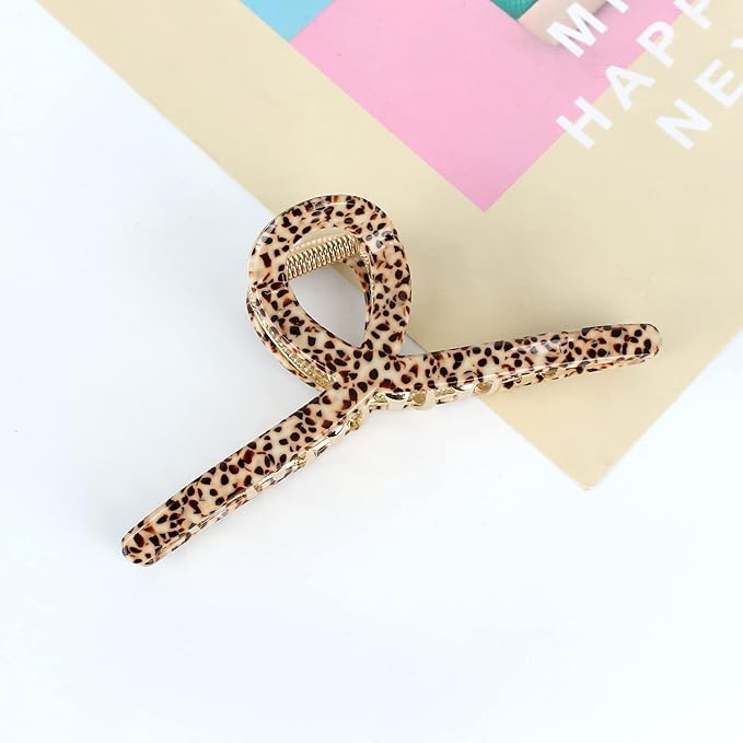 Big Butterfly Hair Claw Clips for Women - 4.7" Acetate Metal Hair Clips, Large Size Hair Accessories for Long, Thick Hair (Brown Leopard)