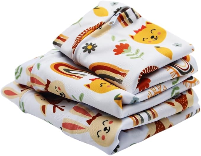 Asenappy 3pcs Cloth Diaper Wet Dry Bags Waterproof Reusable with Two Zippered Pockets Travel Beach Pool Daycare Soiled Baby Items Yoga Gym Bag for Swimsuits or Wet Clothes (rainbow fox)