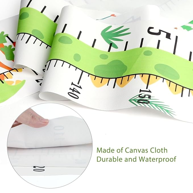 Mibote Baby Growth Height Chart Handing Ruler Wall Decor for Kids, Canvas Removable Height Growth Chart 79" x 7.9" (Dinosaur)