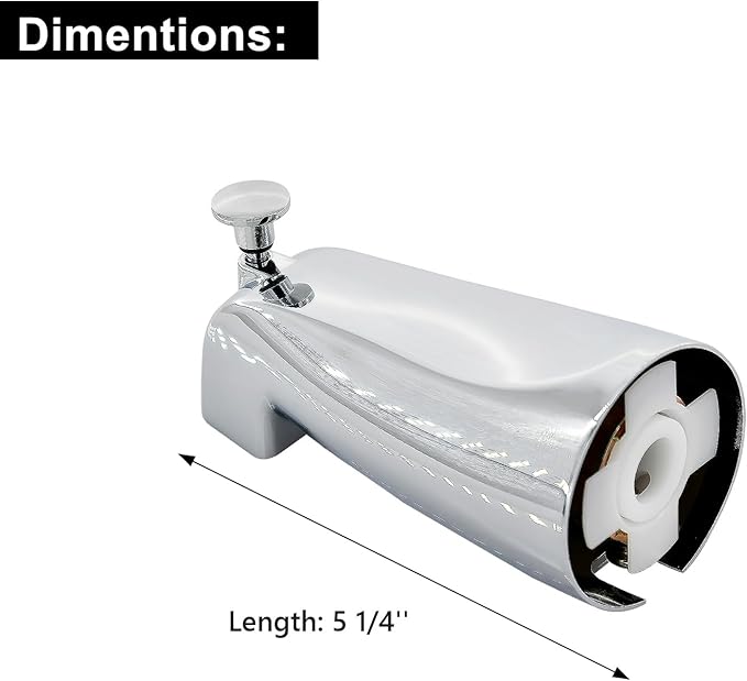 Slip Fit Tub Spout with Pull-Up Diverter for 1/2 inch Copper Tube, Chrome