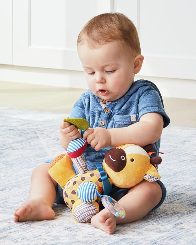 Skip Hop Bandana Buddies Baby Activity and Teething Toy with Multi-Sensory Rattle and Textures, Giraffe