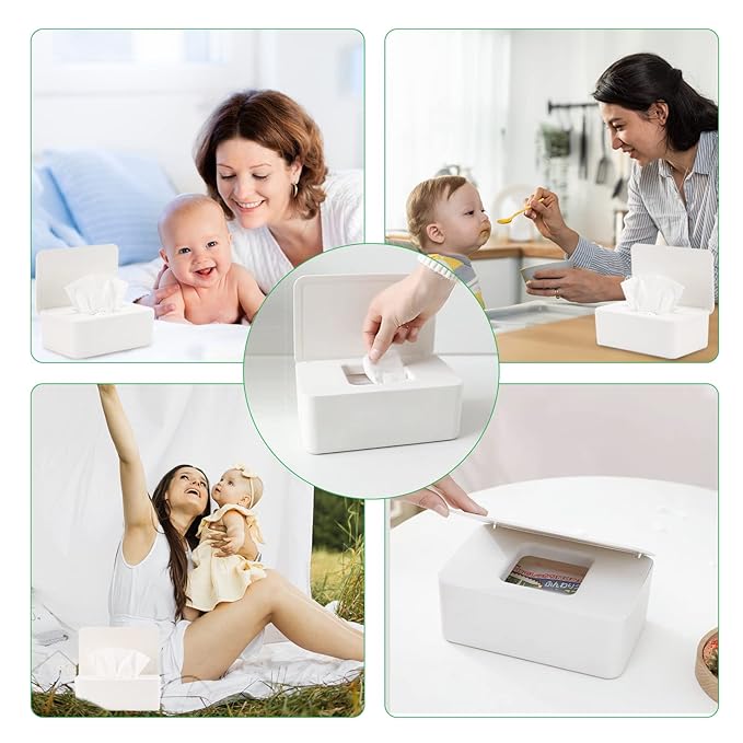 Baby Wipes Dispenser, Wipe Holder for Baby & Adult,Keeps Wet Tissue Fresh, Non-Slip Wipes Case, Flushable Wipe Container with Sealing Design Lid