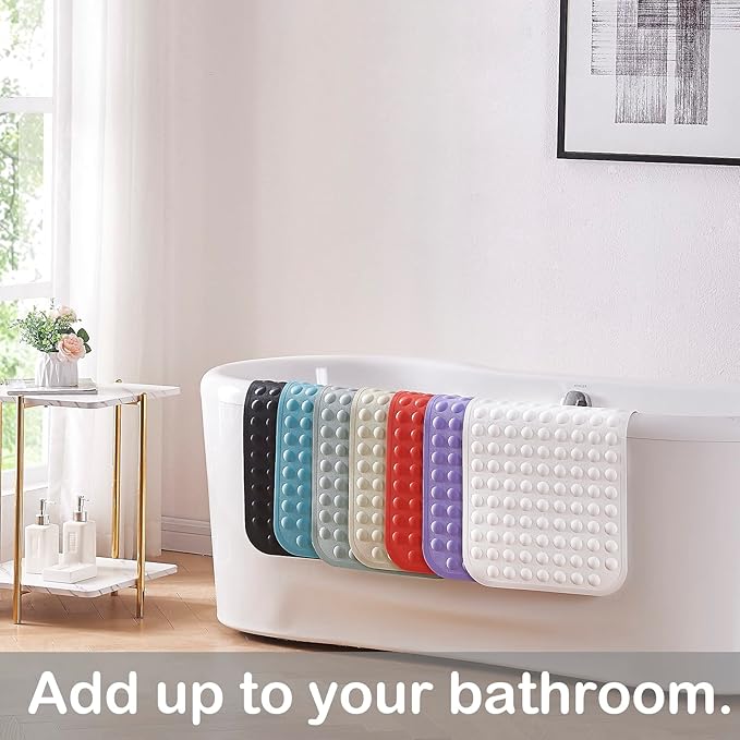 Yanzifly Bathtub Mat Non Slip Bath Mat for Tub Silicone Soft Bath Tub Mat Non Slip Shower Mats, Suction Cups Bath Tub Anti Slip Matt for Family Use, Machine Washable- Purple