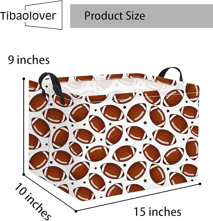 TIBAOLOVER Rectangular Football Basket Kids Baby Storage Basket Cute Kids Toy Storage Bin Organizer Shelf Book Sports Footballl Room Decor(Football)