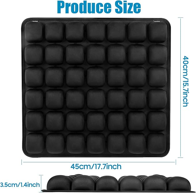Kimburg 3D Inflatable Seat Cushion, Pressure Relief Design, Protect Lumbar Spine, Portable Travel Seat Cushion Wheelchair Pad for Car Seat, Office Chair, Wheelchair, Stadium