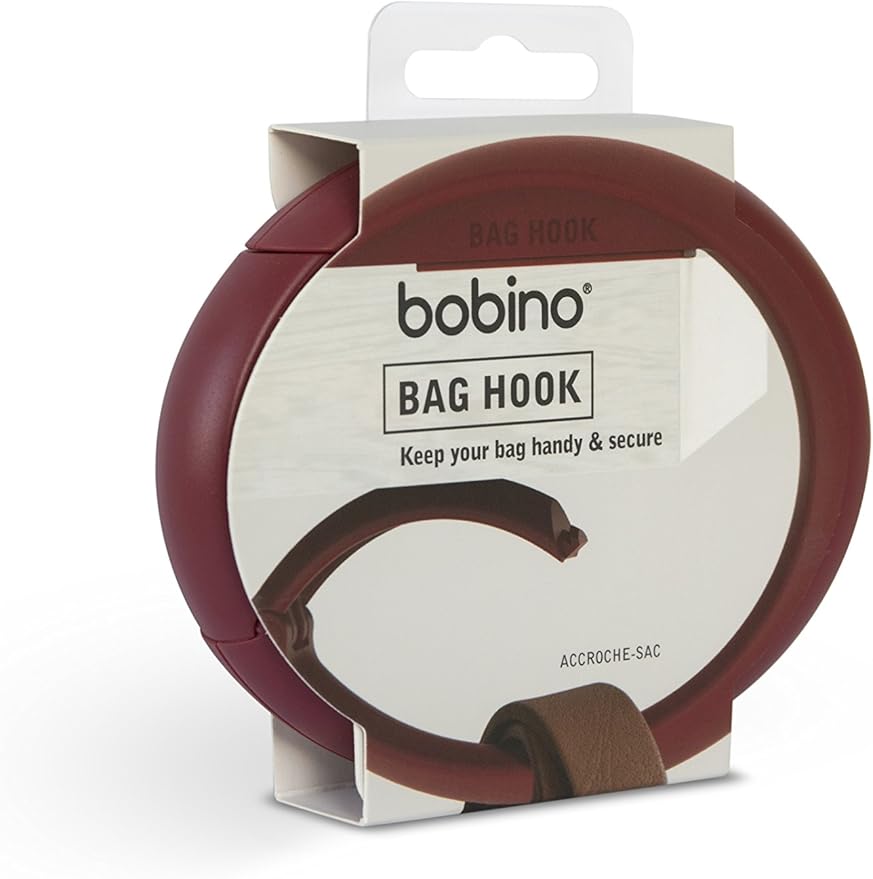 Bobino | Purse Hook | Purse Hook for Table & Clips for Hanging | Bag Hook & Purse Holder | Purse Hanger & Purse Storage | Purse Hook for Desk & Bag Holder for Table | Backpack Holder | Burgundy