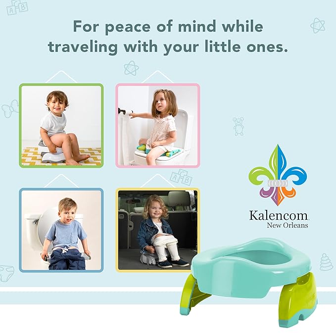Kalencom Potette Plus 2-in-1 Travel Potty and Trainer Seat - Dual-Purpose Potty Training Toilet Seat - Portable Potty for Toddler Travel - with Durable, Lock-in Legs and Splash Guard - Teal