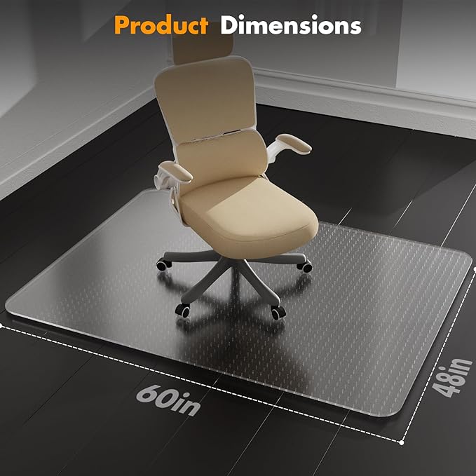 Office Chair Mat for Carpet - 48x60 Inch Plastic Computer Desk Floor Protectors for Chairs Clear Under Desk Rug Pad for Rolling Gaming Chair