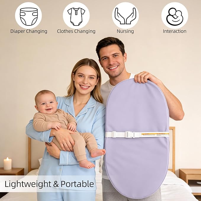 Baby Changing Pad, Waterproof Vegan Leather Wipeable Diaper Changing Pad with Safety Strap Non-Slip Changing Mat for Dresser & Table