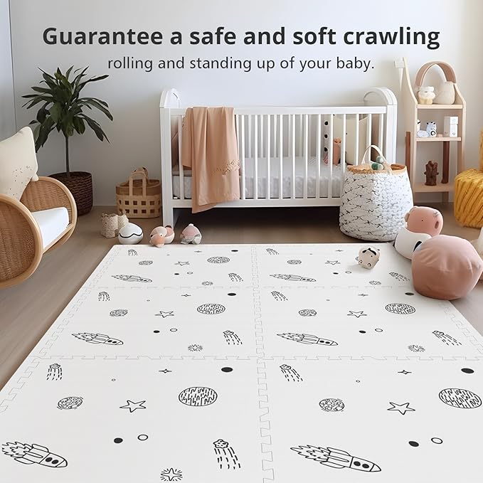 72x48 Baby Crawling Mat,Baby Foam Play Mat, Floor Mats for Kids for Infants with Interlocking Floor Tiles,Toddler Playmats for Indoor and Outdoor, Easy to Clean Playroom Mats(Galaxy)