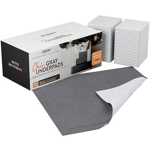 Inspire 46 Count 36” x 36” Ultra Absorbent Underpads for Incontinence Waterproof Bed Pads | Leakproof Quick Drying | Hospital Bed Pads Disposable Adult | Mattress Protector XXL Chucks Pads