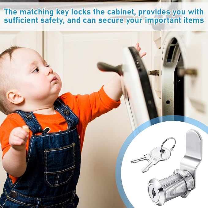 Kenning 24 Sets Cabinet Locks with Keys for Secure Drawer Mailbox RV Storage Box Replacement Lock, Zinc Alloy(1-1/2''Cylinder Length, 1.3'' Max Panel Thickness)