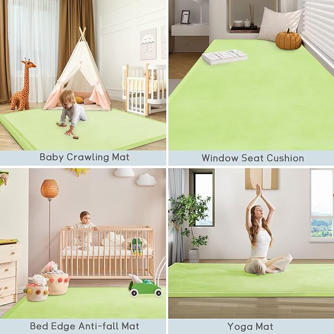 Baby Play Mat for Floor Nursery Muscle Area Rug Playroom Rug 47"x47" Memory Foam 1.3" Thick Crawling Mat for Babies,Toddlers, Infants,Kids(Light Green)