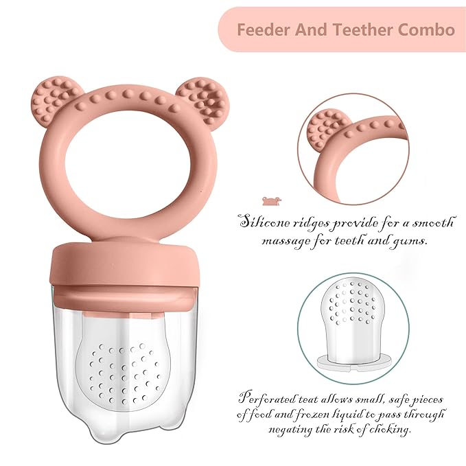 BIGSPINACH Baby Food Storage Containers & Teething Toys Set - Silicone Feeder Tray for Babies 3-18 Months, Breastmilk Popsicle Molds, Pacifier Holder