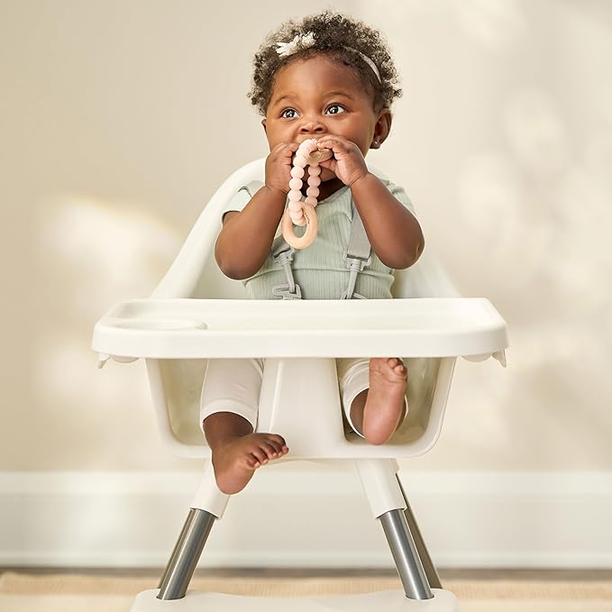 Regalo Baby Basics® High Chair for Babies and Toddlers, Baby High Chair with Removable Oversized Tray & Cup Holder, 5-Point Harness, Easy to Clean Toddler High Chair, White