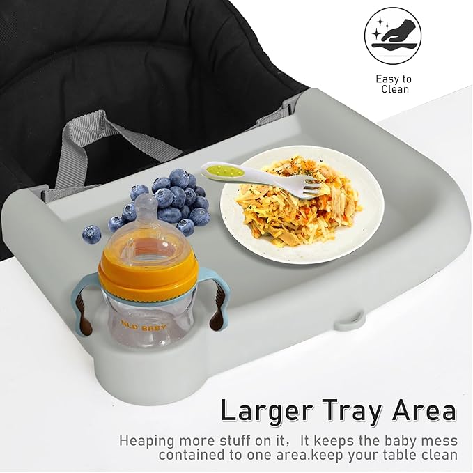 Baby Dining Tray Compatible with Inglesina Fast Table Chair Silicone Baby Dining Tray for Clip-On Fast Table Chair Dishwasher Safe BPA Free Silicone Removable Dining Tray Accessory -Light Gray