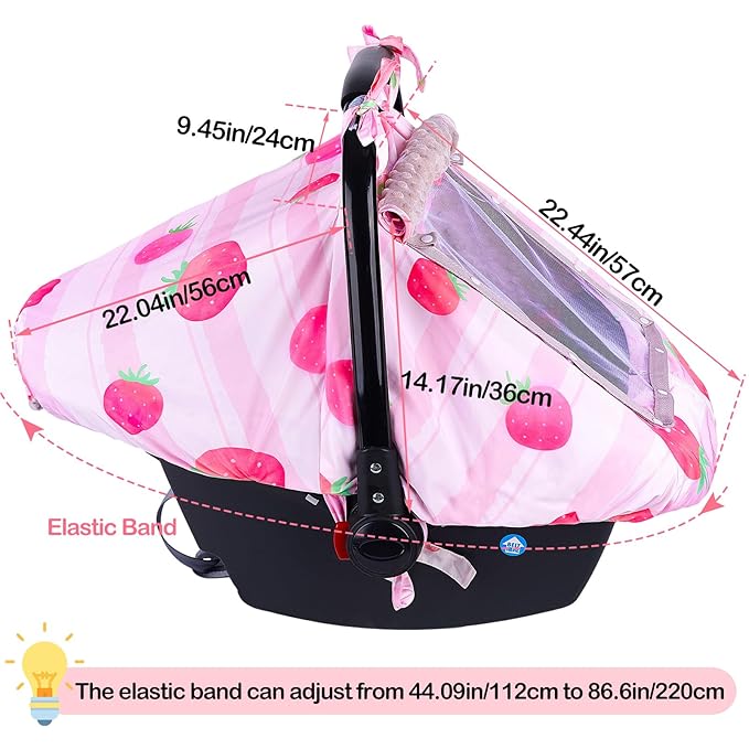 FIOBEE Baby Car Seat Cover, Car Seat Covers for Babies Infant Car Seat Canopy with Breathable Mesh Window Waterproof Carseat Cover for Babies Boy Girl 4 Seasons