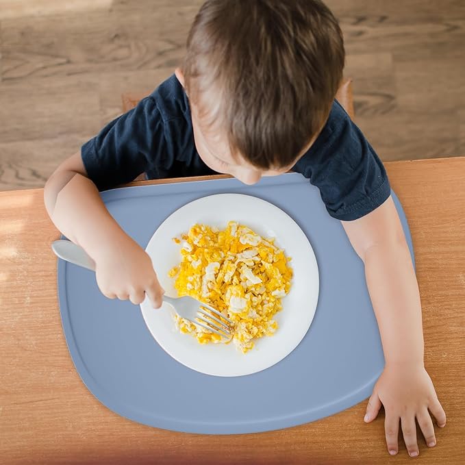 Cuddle Campus Set of 3 Silicone Placemats with Raised Edges for Kids,Toddlers,Babies, Non-Slip Dinning Table Mat, Baby Eating Mat, Food Mat Set 1