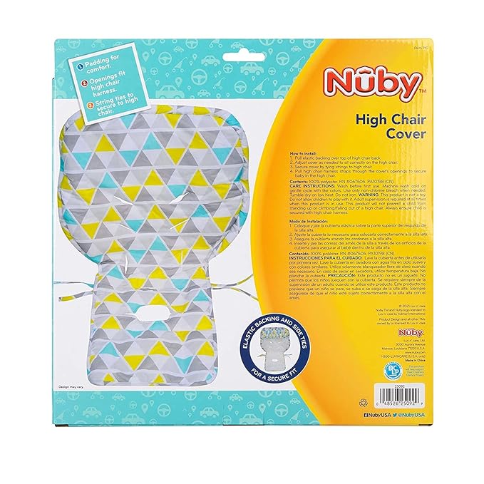 Nuby Baby High Chair Cover - Protects from Spills and Crumbs - Water Resistant for Easy Cleanup - Brush Strokes Print