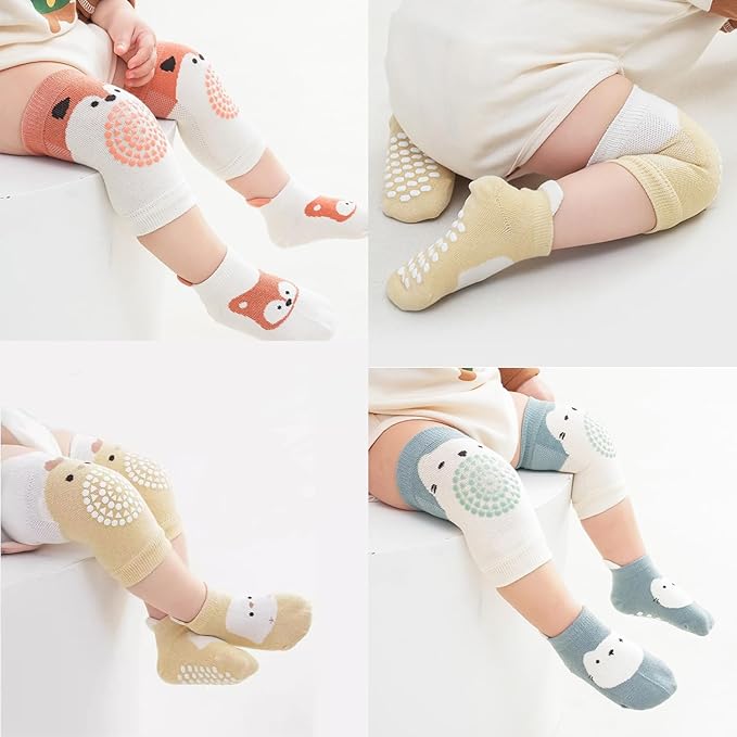 TFTSR Baby Knee Pads for Crawling (3 Pairs) and Baby Socks for Walking (3 Pairs), Walking Protector for Toddler Kid Girls Boy