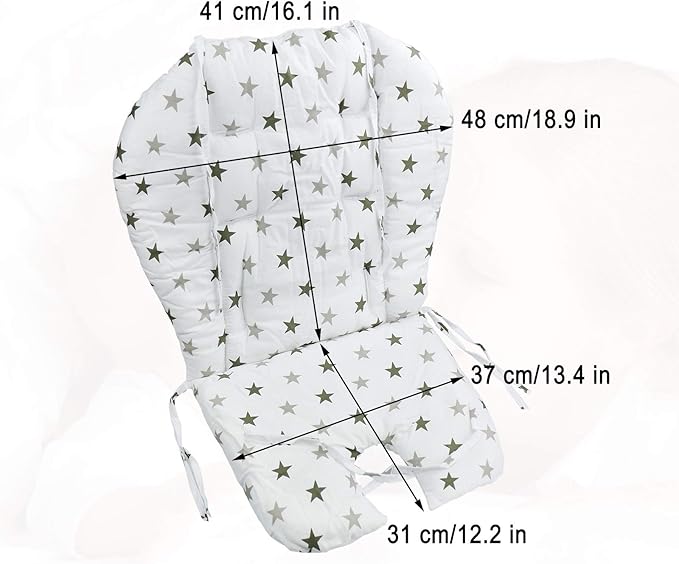 Kocpudu High Chair Pad,highchair/seat Cushion/Breathable Pad,Soft and Comfortable,Light and Breathable, Cute Patterns,Suitable for Most High Chairs,Baby Dining Chairs(Army Green Star Pattern)