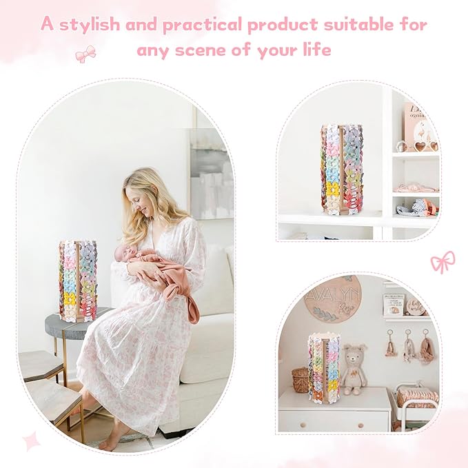 POVETIRE Hair Bow Holder for Girls, White Hair Clip Organizer, Hairbow Organizers Rack Display Decors Baby Nursery Toddler Girls Room