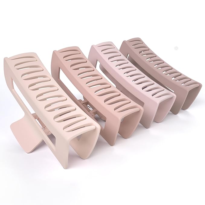 FRAMAR Large Claw Clips For Thick Hair – Large Hair Clip For Thick Hair, Big Hair Clips For Women, Claws Clips For Women, Pink Hair Clips, Pink Claw Clip - 4 Pack Non Slip Matte Finish