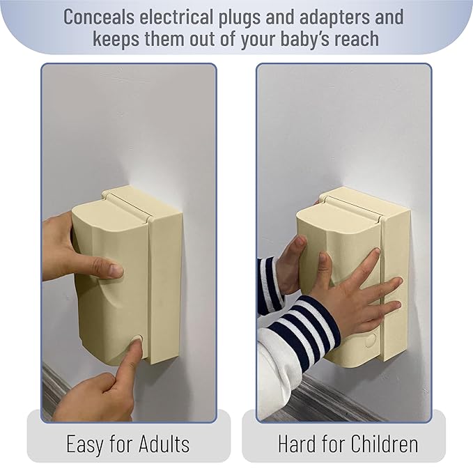 Bates - Baby Safety Outlet Cover Box, Light Almond, Outlet Covers Baby Proofing, Plug Covers for Electrical Outlets
