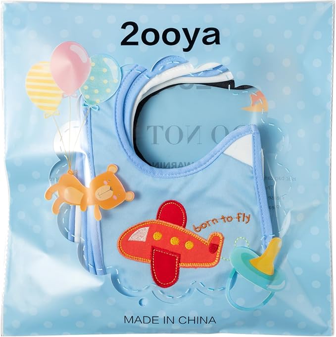2ooya 7Pcs Cotton Waterproof Baby Bibs Hook Loop Closure Newborn Bib Keepsake Baby Gift for Drooling Feeding Eating