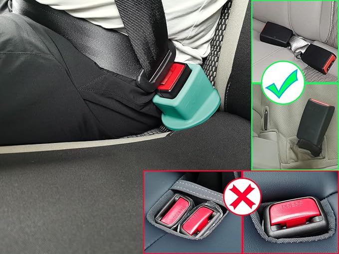Seat Belt Buckle Holder – Easy Access to The Buckles of Rear Seats - Plug The Seat Belt in with Only One Hand – Friendly to Kids, and Passengers with Special Needs (Fluorescent)