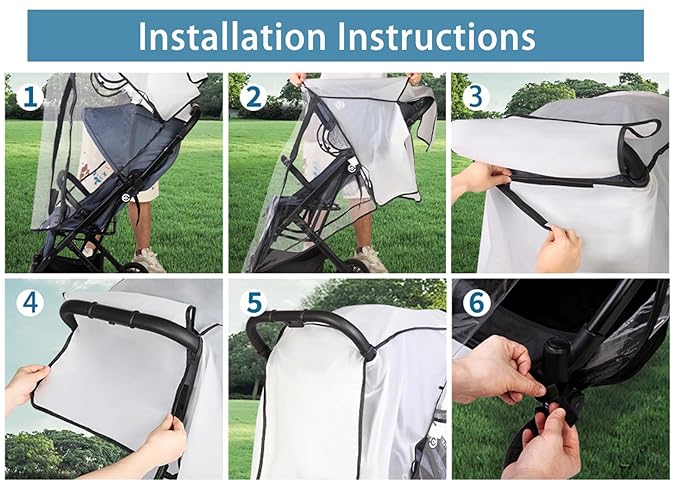 Stroller Rain Cover, Universal Clear Breathable Weather Shield with Waterproof 2-Way Zippers Open, 4 Seasons Protection for Baby from Rain, Wind, Snow (Two Ways Open on Front)