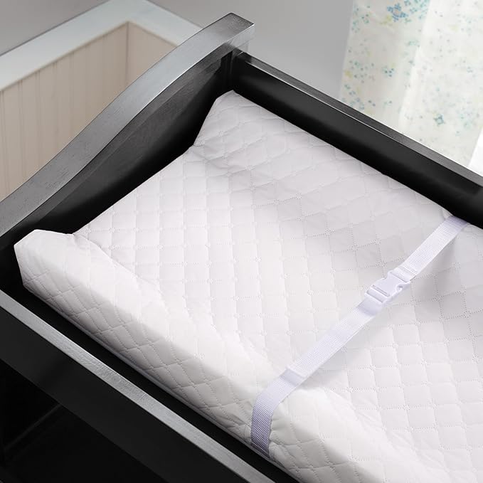 Ingenuity Contoured Changing Pad – Includes Waterproof Changing Liner and Safety Fastening Strap with Quick-Release Buckle