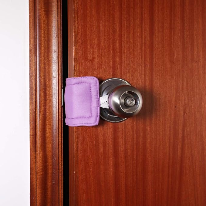 Door Silencer Door Jammer Door Closer Cushion Nursery Door Silencer Door Latch Cover 3 Pack for Noise Reducing Quiet Doors Baby Toddler Safety 3.25 x 5.5 Inch (New Purple)
