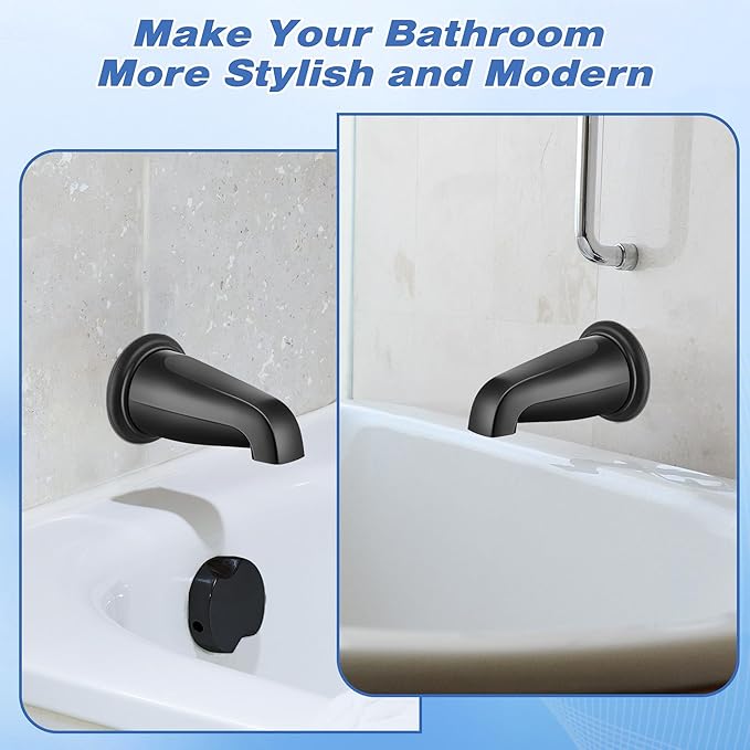 Dreyoo Tub Spout (Universal Fits 1/2" Copper Pipe, 1/2" IPS and 3/4" IPS), Bathroom Bathtub Faucet with Adapters and Hex Wrench(Matte Black,Without Diverter)