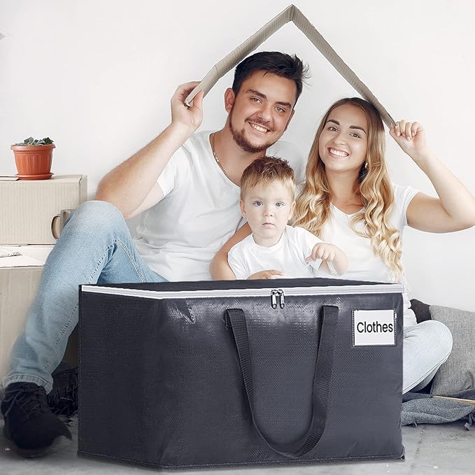 Moving Bags Heavy Duty with Strong Zippers and Handles Collapsible Moving Supplies, Storage Totes for Packing & Moving Storing 125L 4Pack