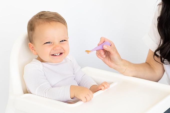 Ubbi Silicone Baby Training Spoons, 3-Pack Soft-Tip Self-Feeding Utensils for Baby-Led Weaning, Easy-Grip Toddler Spoons, BPA-Free, Dishwasher Safe