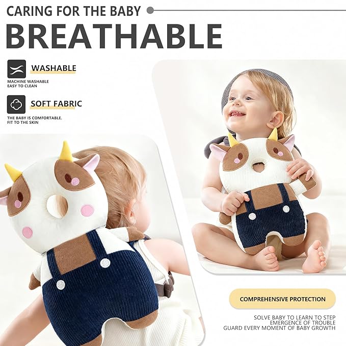 WKC Baby Head Protector Backpack with Knee Pads & Non-Slip Socks, Toddler Safety for Crawling & Walking (Style 23)