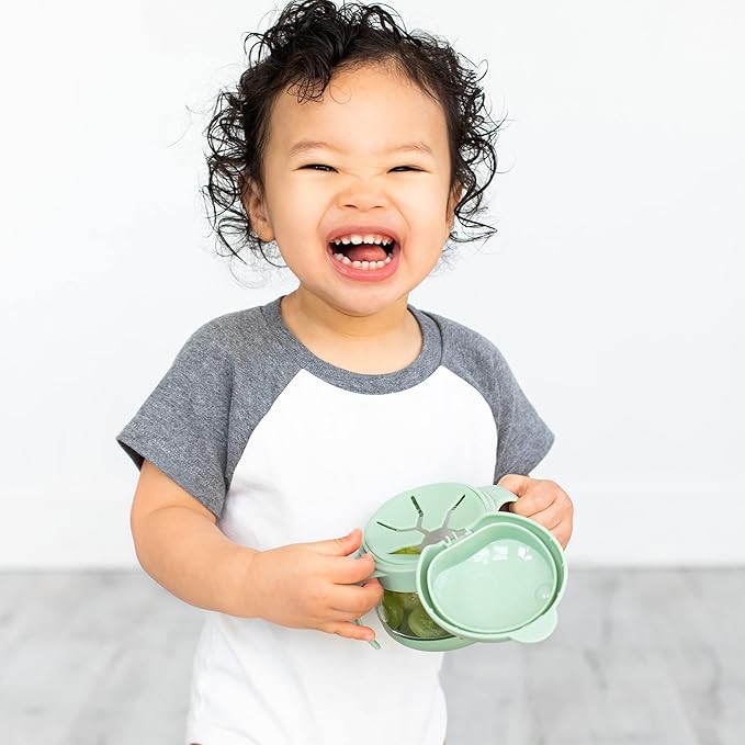 Ubbi Tweat Snack Containers for Kids & Toddlers, BPA-Free Tritan Spill-Proof Toddler Snack Cups, Portable Travel Food Storage, Sage Green
