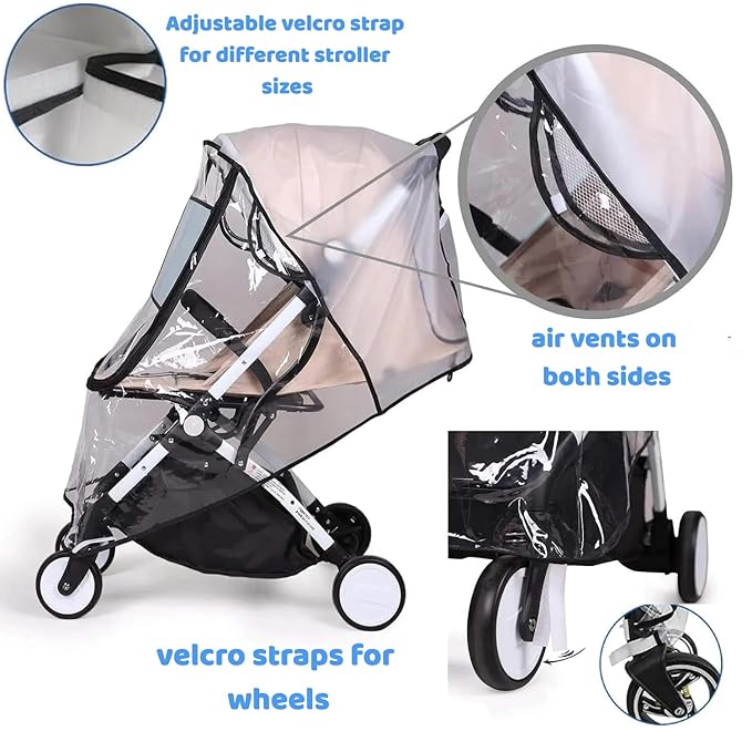 Stroller Rain Cover, Bassinet Rain Cover, Winter Stroller Cover, Universal Baby Travel Weather Shield, Breathable, Windproof, Snowproof