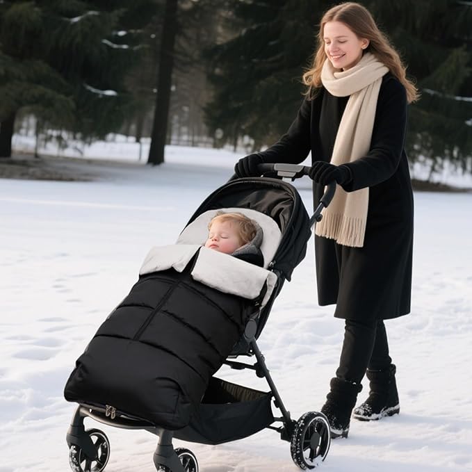 KAKIBLIN Stroller Footmuff, Baby Footmuff for Stroller, Universal Bunting Bag for Babies Compatible with Most Strollers,Waterproof, Winter Sleeping Bag for Newborn to Toddler (105x46cm)
